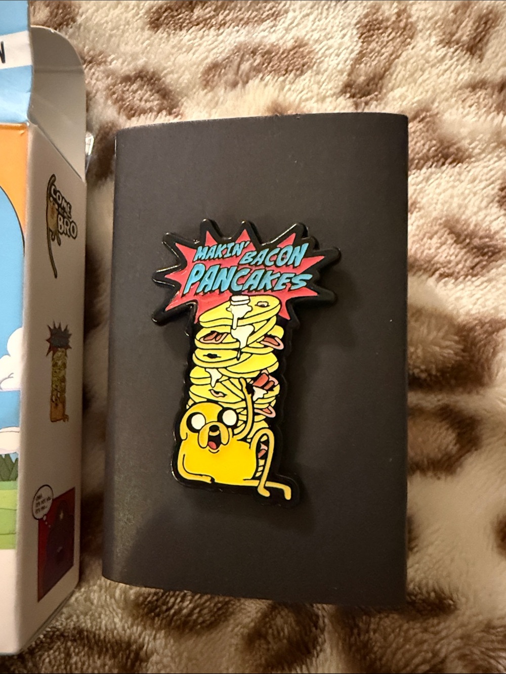 Adventure Time yellow Jake Bacon Pancakes Enamel Pin with teal and red accents - Picture 2 of 4